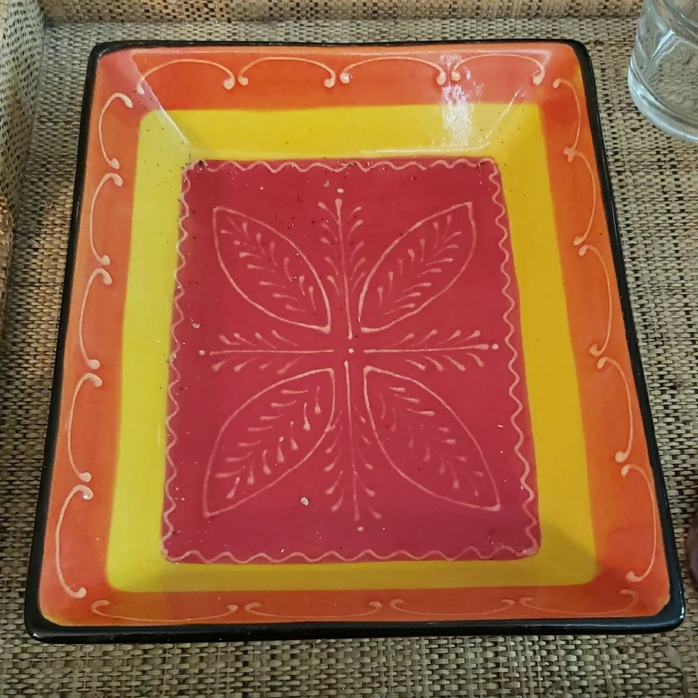 Crate & Barrel Vibrant Rectangular Ceramic Serving Dish